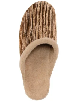 Laurina Pantoffel aus changierendem Cord-Material mit Filzbesatz