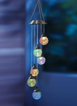 LED-Solar-Windspiel in Bruchglas-Optik