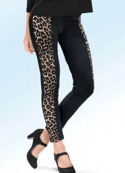 Leggings mit trendigen Einsätzen in Tierfell-Optik