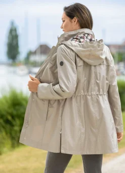 Longjacke mit abnehmbarer Kapuze