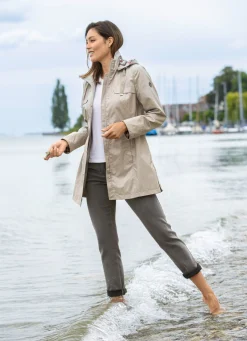 Longjacke mit abnehmbarer Kapuze