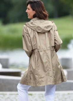 Longjacke mit abnehmbarer Kapuze