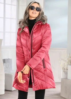 Longjacke mit umschlagbaren Ärmeln in Kontrast