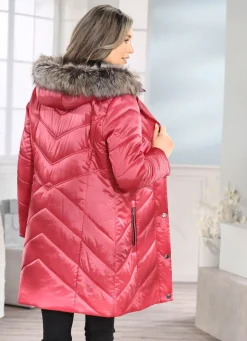 Longjacke mit umschlagbaren Ärmeln in Kontrast
