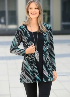 Longshirt in Jacken-Optik