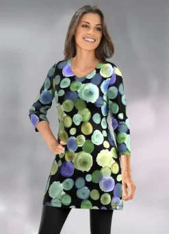 Longshirt mit farbbrillantem Allover-Druck