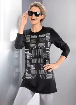 Longshirt mit kontrastfarbenem Druck