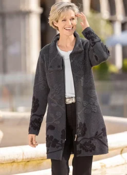 Long-Strickjacke mit Cloqué-Effekten