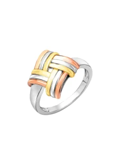 Modischer Knoten-Damenring in Tricolor