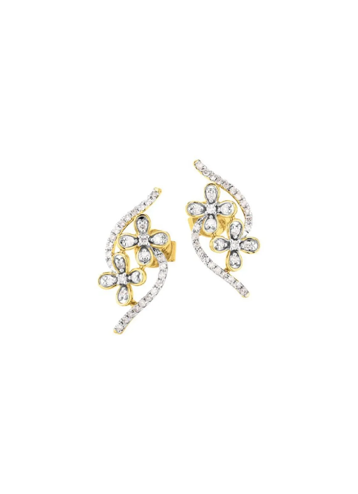 Ohrstecker im Blumen-Design, 20 Brillanten, 44 Diamanten