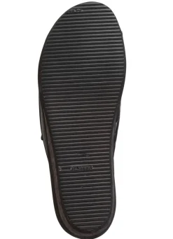 Pantolette aus Nappaleder und krokogeprägtem Lackleder