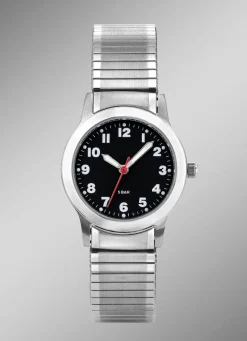 Para-Quartz-Damenuhr mit Edelstahlzugband