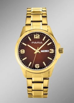 Para-Quartz-Herrenuhr mit Stahlbandgehäuse