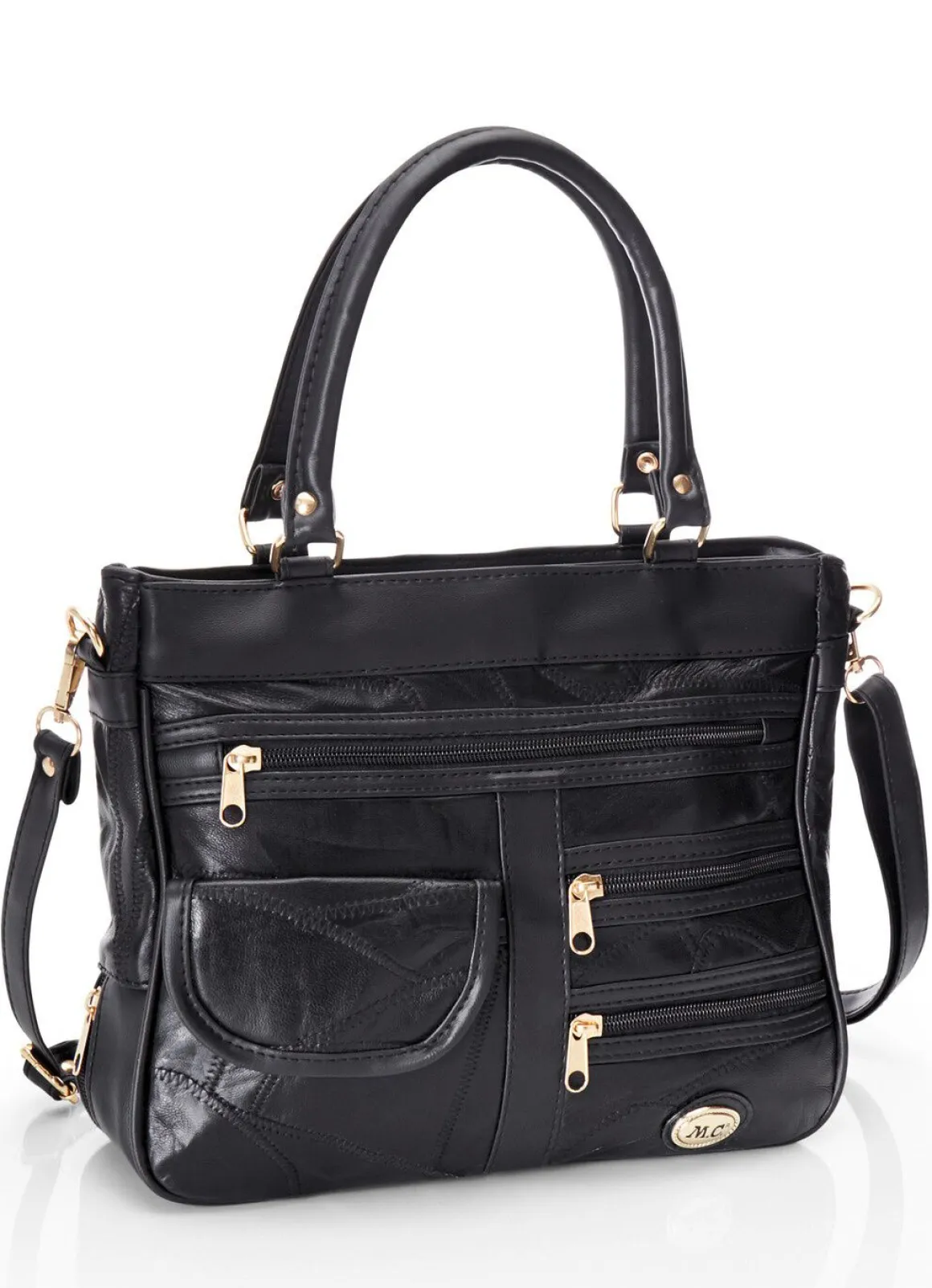 Patchwork-Tasche mit abnehmbarem Umhängeriemen