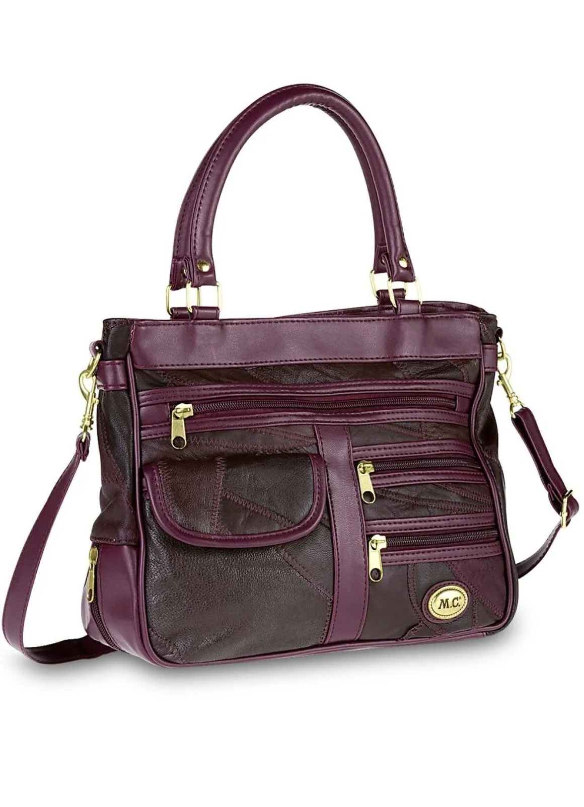 Patchwork-Tasche mit abnehmbarem Umhängeriemen
