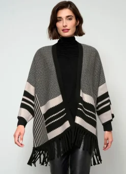 Poncho-Strickjacke in Jacquard-Dessin