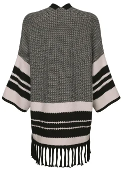 Poncho-Strickjacke in Jacquard-Dessin