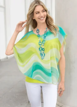 Poncho-Tunika aus Chiffon