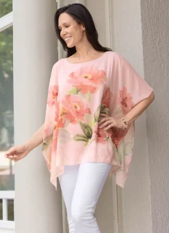 Poncho-Tunika mit eingearbeitetem Top