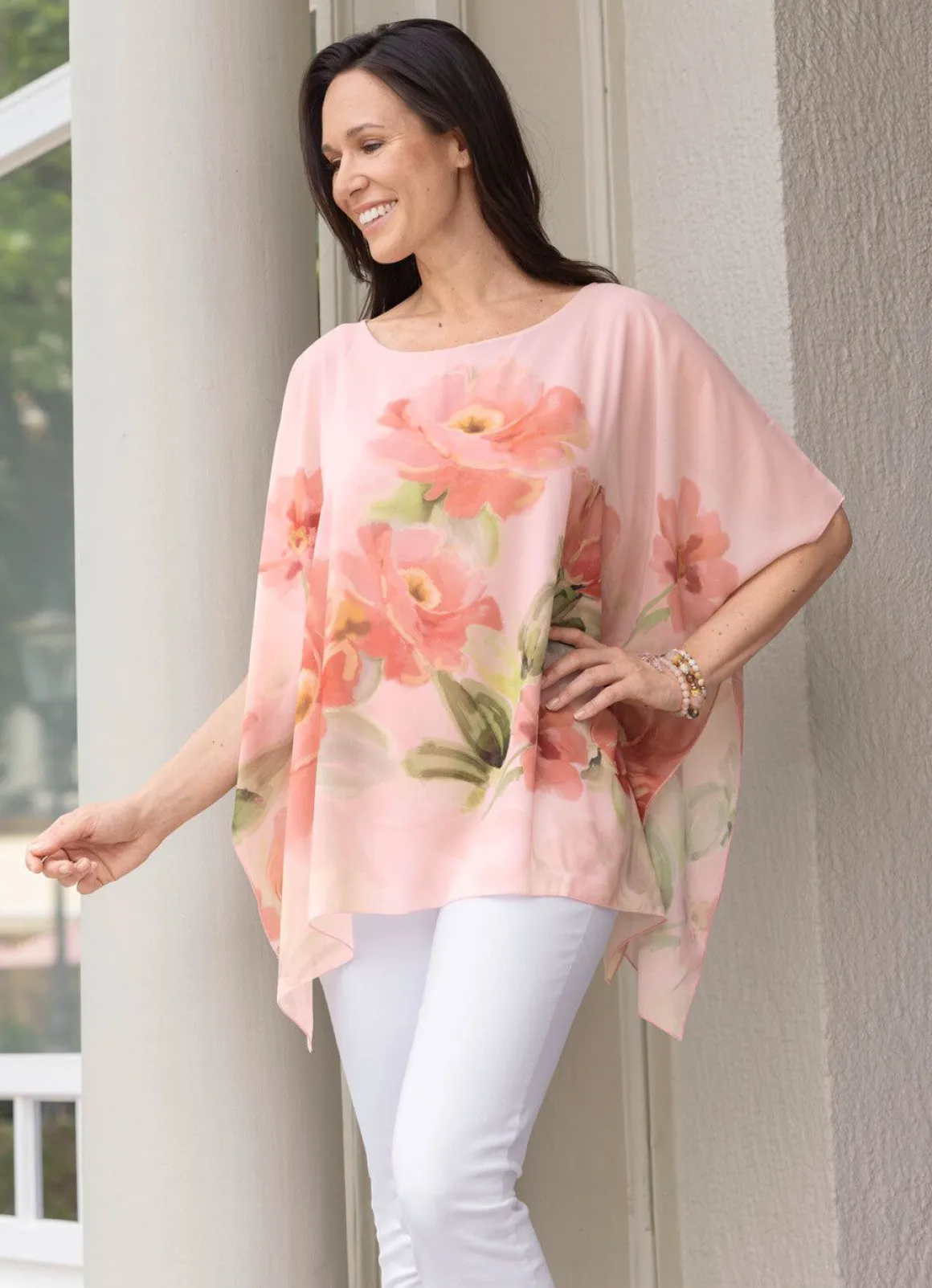 Poncho-Tunika mit eingearbeitetem Top