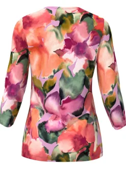 Pullover in floralem Feinstrick