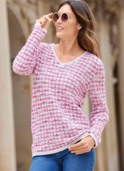 Pullover in Garnmix mit Federgarn