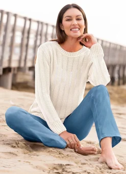 Pullover mit Ajourstreifen