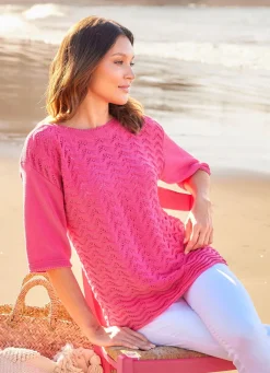Pullover mit aufwendigem Ajour-Wellenmuster