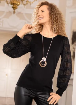 Pullover mit Chiffon-Ärmeln