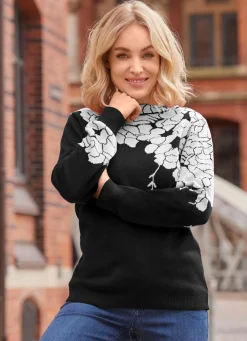 Pullover mit floralen Jacquardakzenten