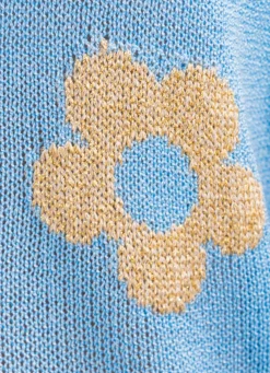 Pullover mit Glitzer in Blumenmotiven