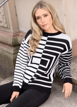 Pullover mit grafischem Jacquard in Kontrast