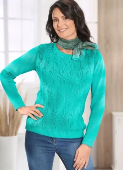 Pullover mit streckendem Zöpfchenmuster