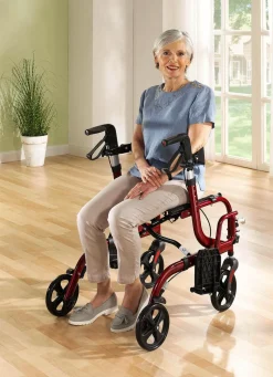 Rollator, auch als Rollstuhl nutzbar