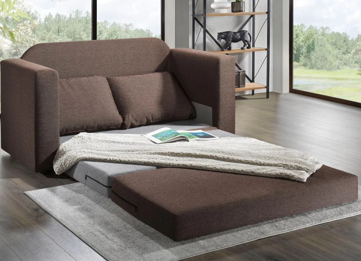 Schlafsofa mit 2 großen, weichen Rückenkissen