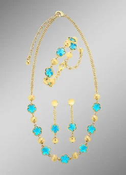 Schmuckset, 3-teilig, im Blumendesign