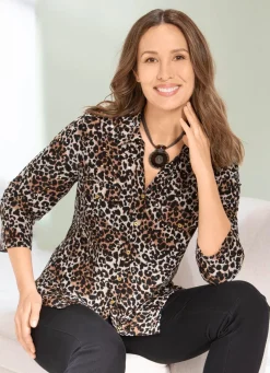 Shirtbluse mit Leo-Print