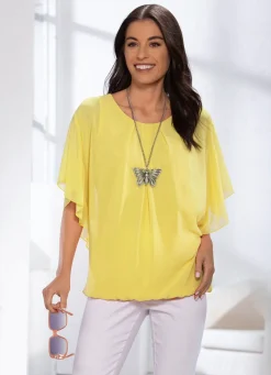 Shirt mit Chiffon-Überwurf in 2 Farben