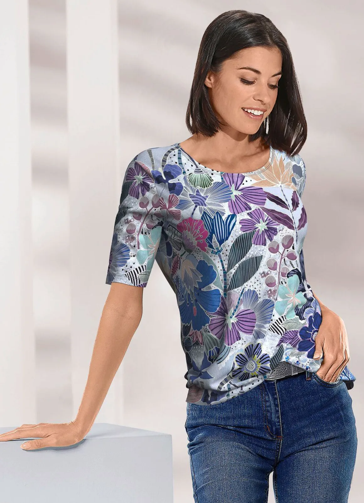 Shirt mit farbbrillantem Allover-Dessin