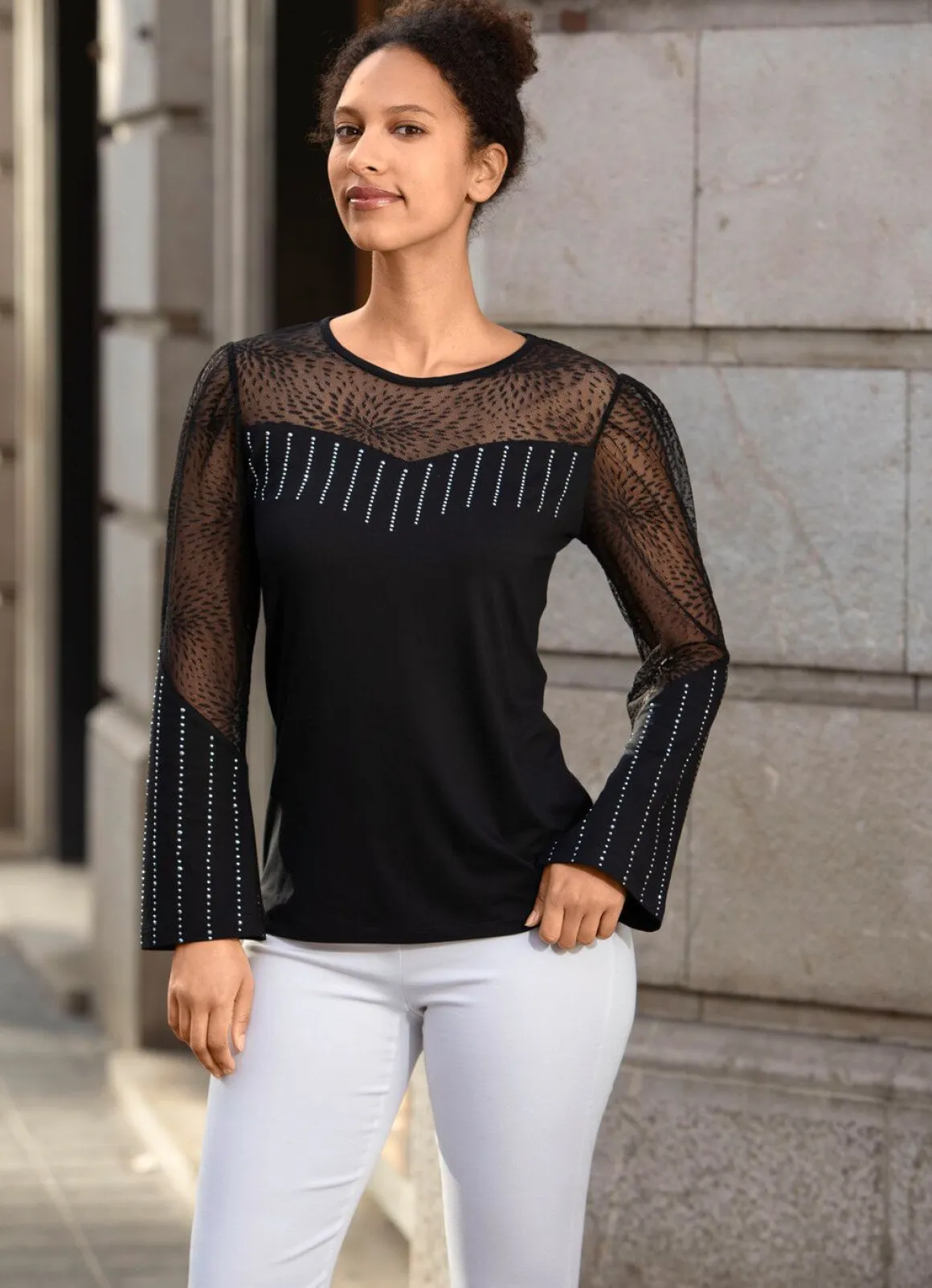 Shirt-Tunika mit Nietenzier