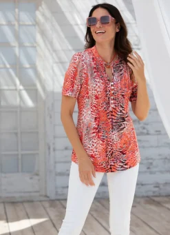 Shirt-Tunika mit Stehkragen