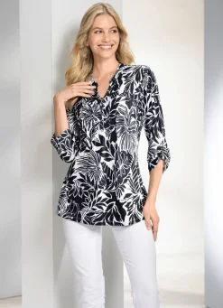 Shirt-Tunika mit Stehkragen