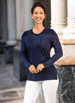Shirt-Tunika mit Ton-in-Ton Stickerei