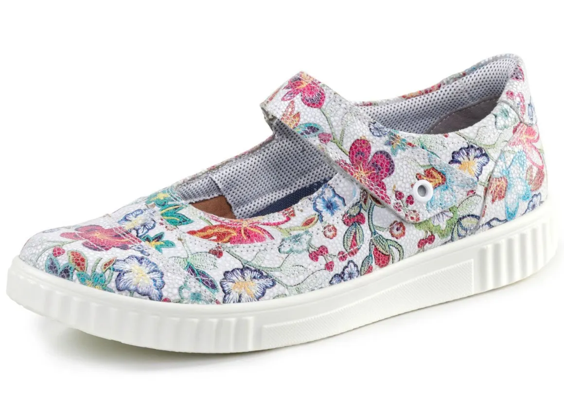 Slipper aus floral bedrucktem Leder