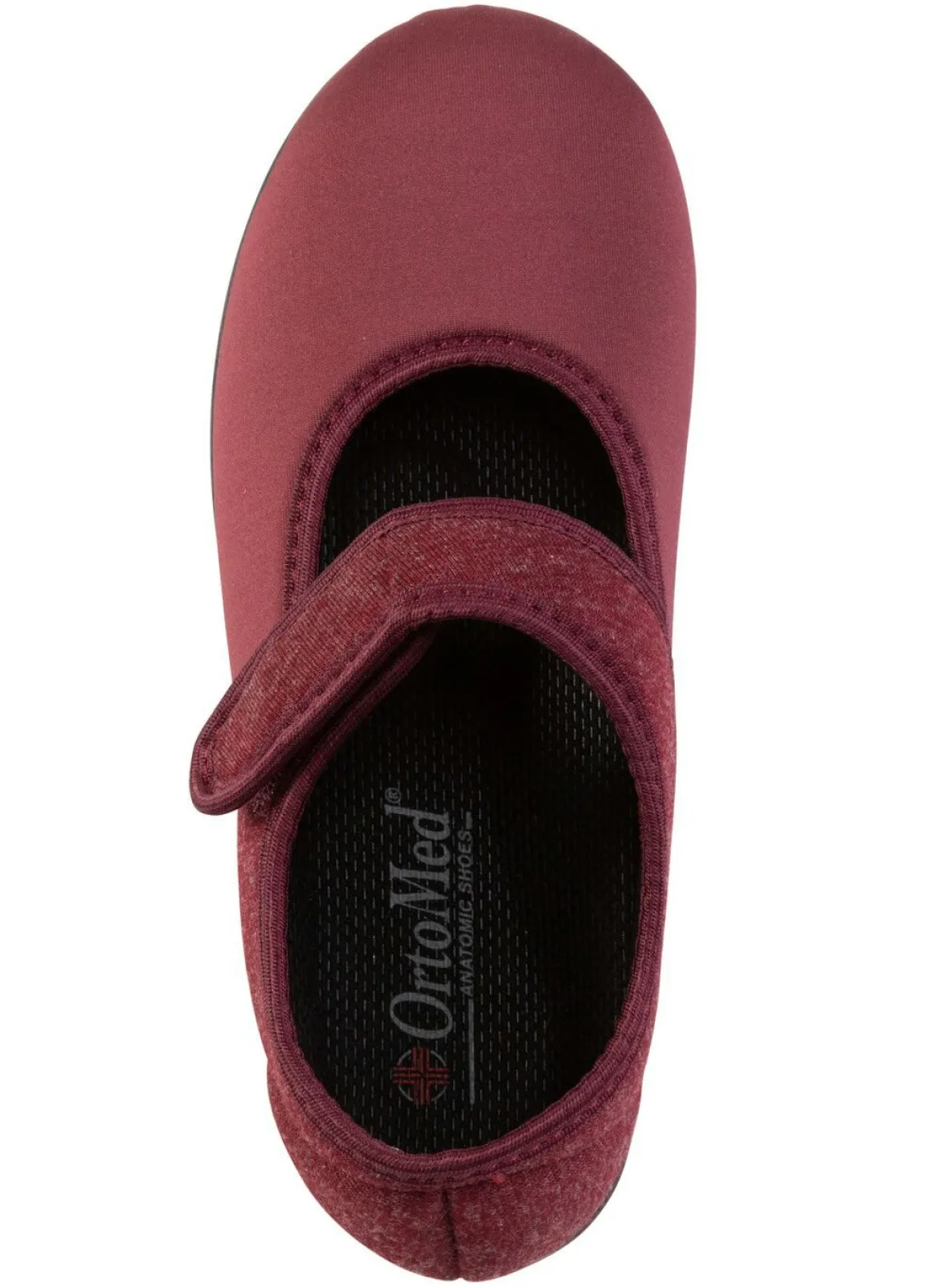 Spangenschuh aus weichem, teilweise meliertem Textilmaterial