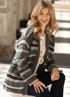 Strickjacke mit Alpaka und in Strukturmix