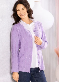 Strickjacke mit edler Paillettenzier