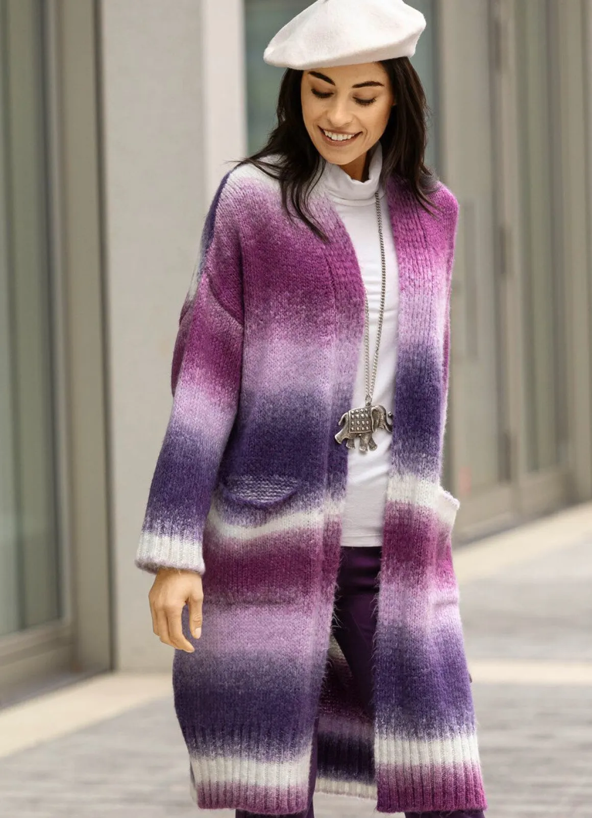 Strickmantel aus flauschigem Effektgarn