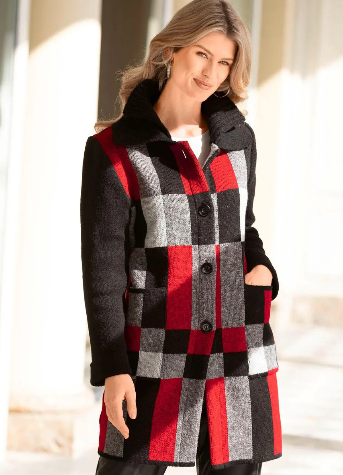 Strickmantel in Jacquard-Dessin
