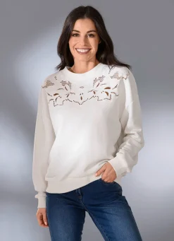Sweatshirt mit aufwendiger Lochstickerei